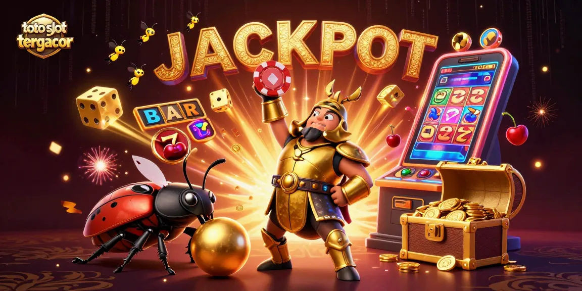 Experience thrilling wins with toto slot tergacor through an exciting cartoon scene of victory and jackpots.