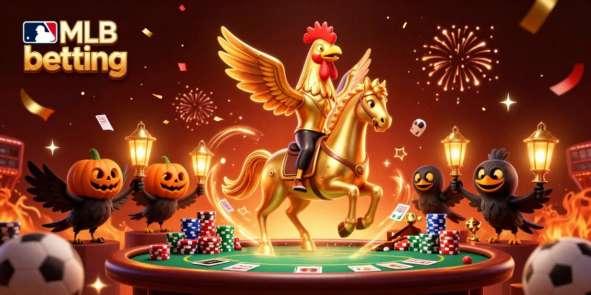 Experience thrilling mlb betting action with a golden rooster in a vibrant casino scene.