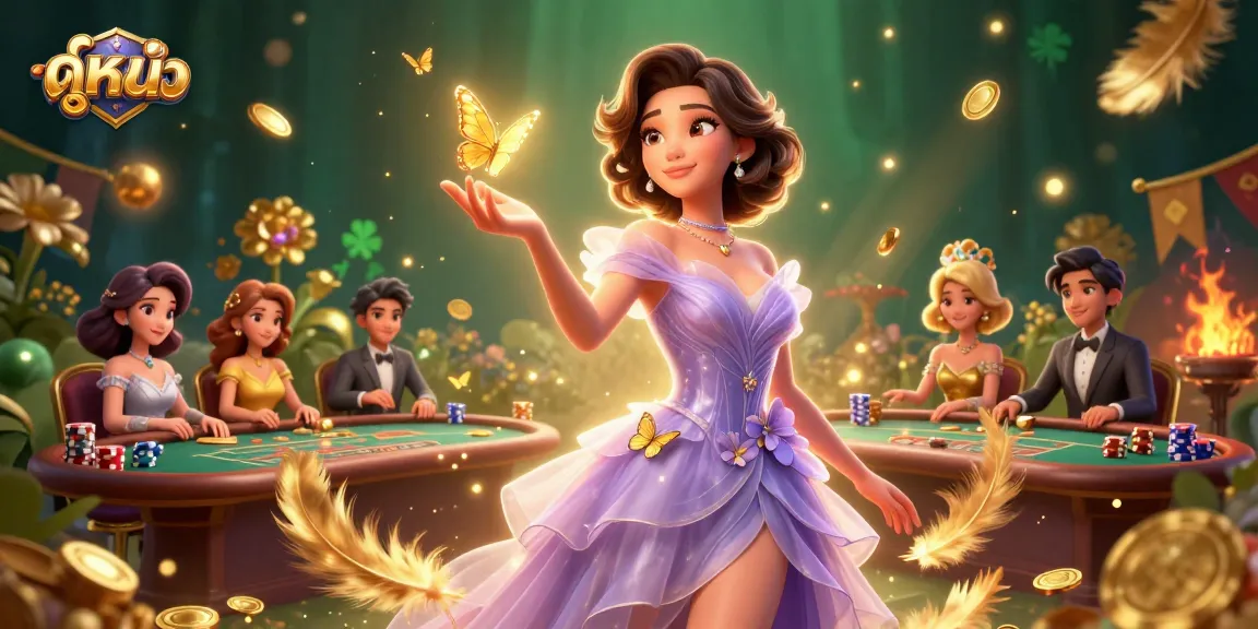 Experience ดูหนัง with a stunning Asian character surrounded by poker elements, gold coins, and dynamic casino effects.