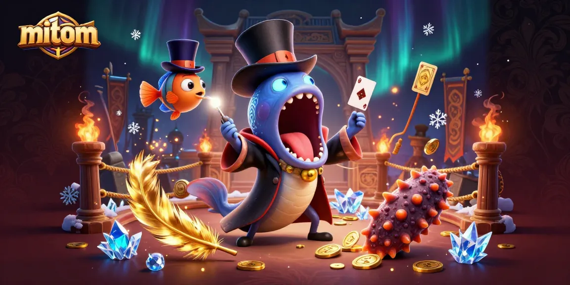Experience exciting gambling moments with the mitom themed casino scene featuring magical card tricks and dynamic elements.