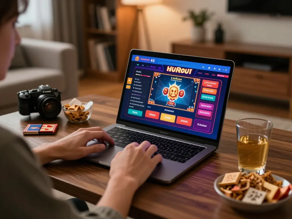 Person enjoying online gambling at ytr88, engaging with casino app in cozy home setting.