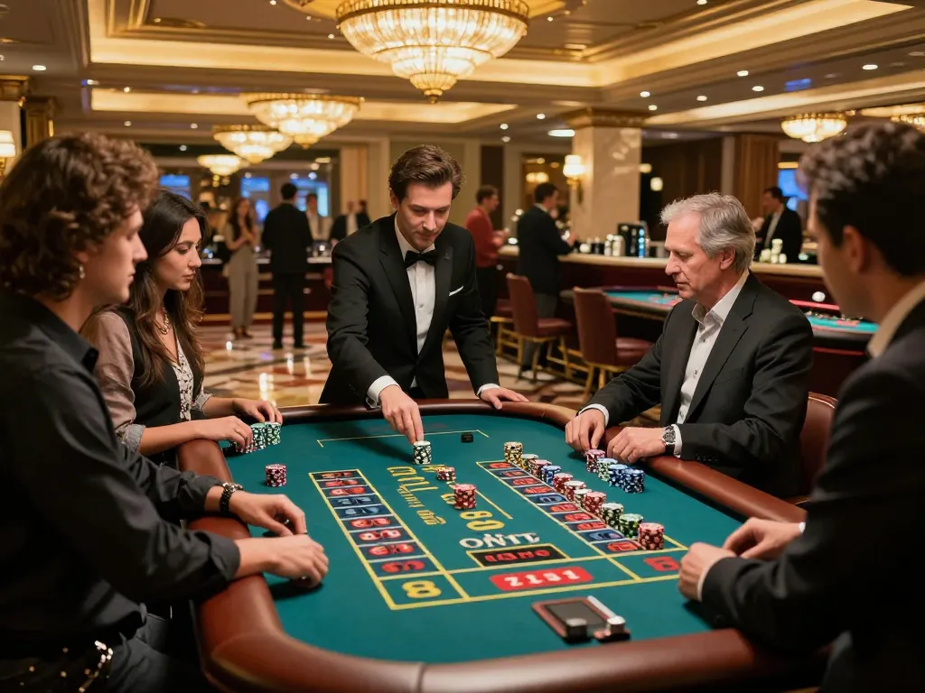 Players at Nhà Cái SC88 rejoice as they place bets at the roulette table in a vibrant casino setting.