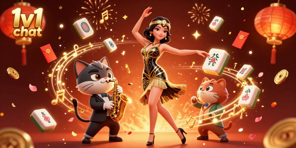 Engage in lively 1v1 chat while enjoying a vibrant casino celebration atmosphere.
