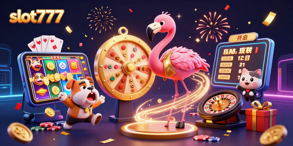 Play thrilling slot777 games with an immersive scene featuring a game show host, bulldog contestant, and prize reveals.