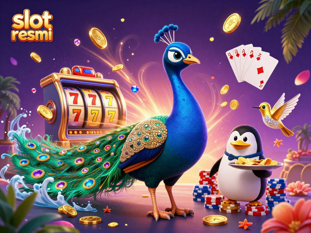 Experience excitement at slot resmi with vibrant characters and dynamic gambling elements in a rich casino setting.