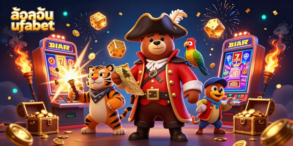 Play slots with excitement in this vibrant scene featuring ล็อคอิน ufabet alongside dynamic casino elements.
