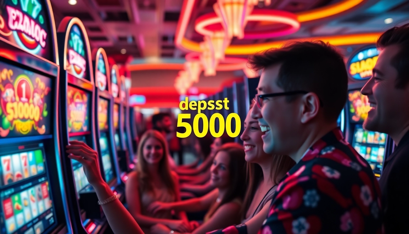 Keberhasilan Slot deposit 5000 dengan pemain penuh semangat di kasino yang meriah.