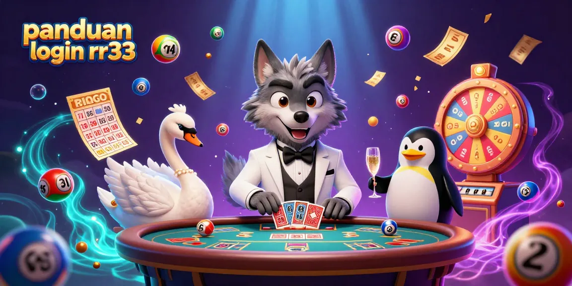 Panduan login rr33: A dynamic casino scene with characters and colorful game elements showcasing exciting gaming action.