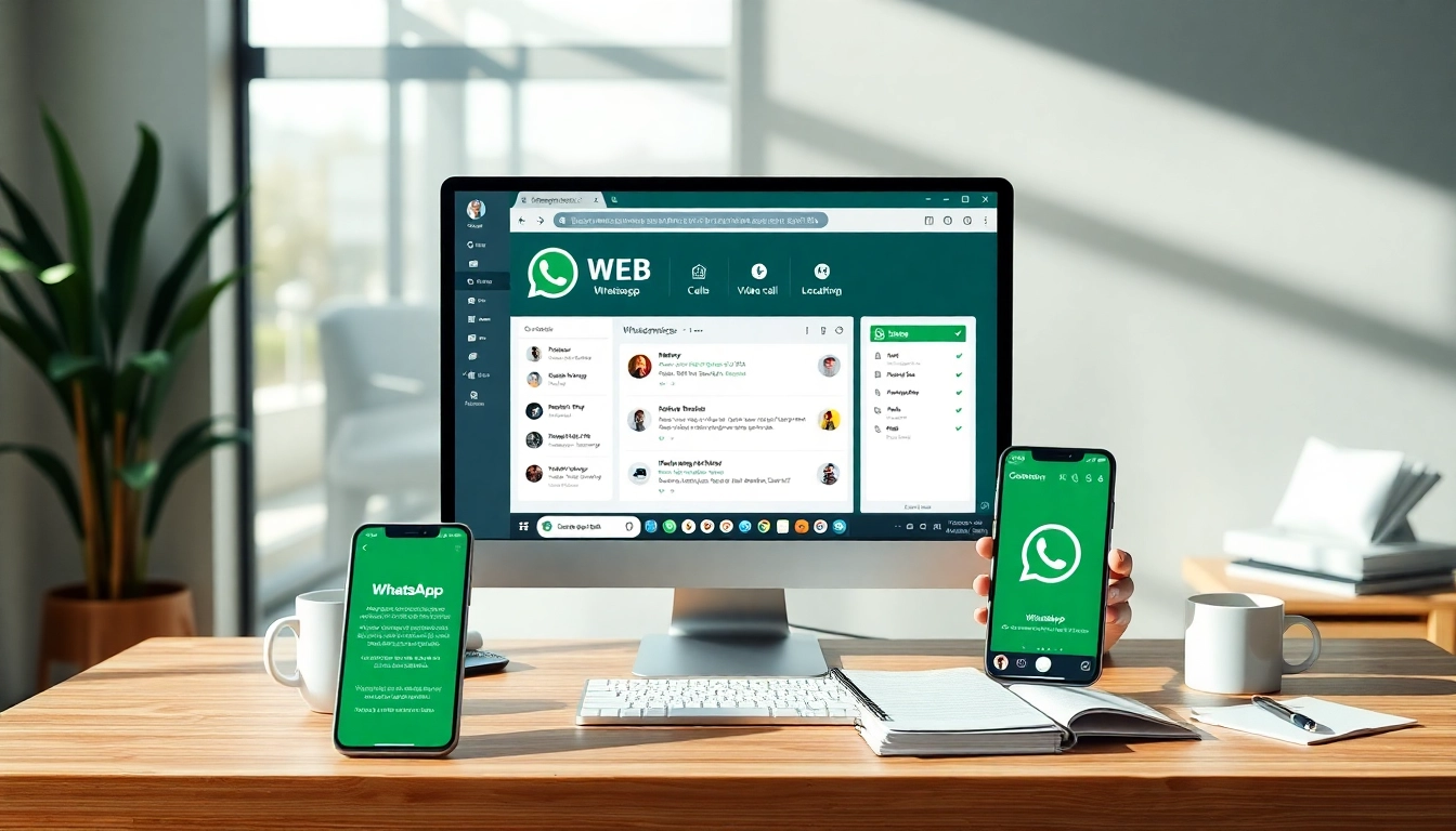 在快连官网展示的 WhatsApp Web 界面，包含消息与语音通话等功能，打造友好的用户体验。