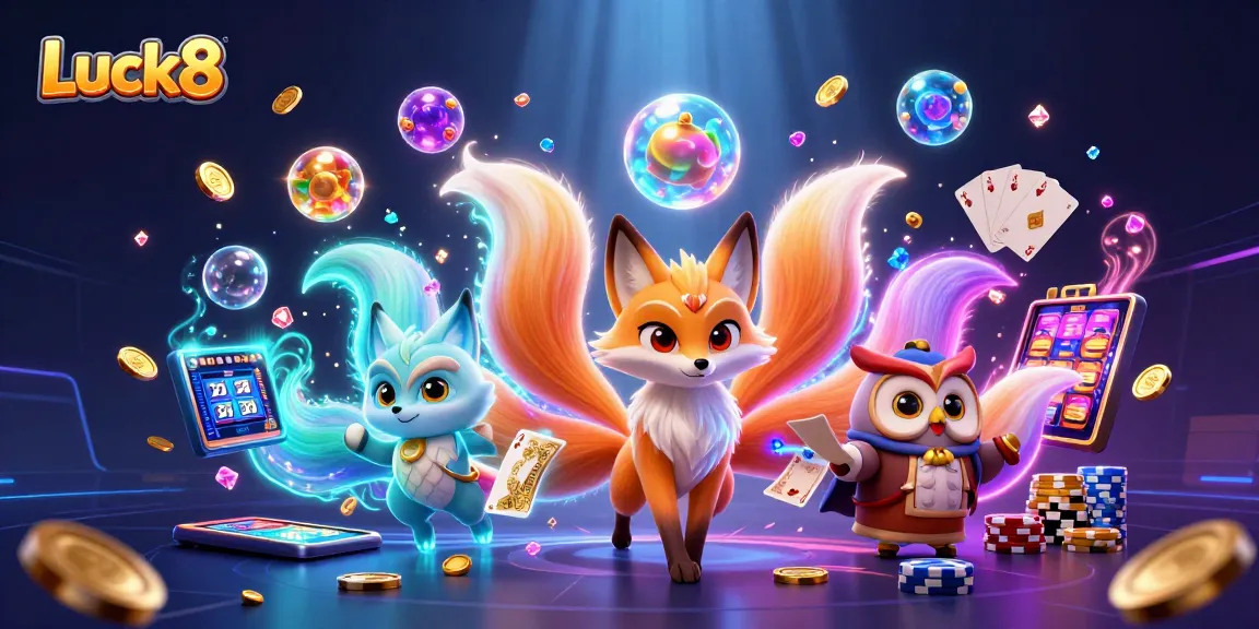 Luck8 brings the thrill of online gambling with vibrant characters and dazzling casino elements.