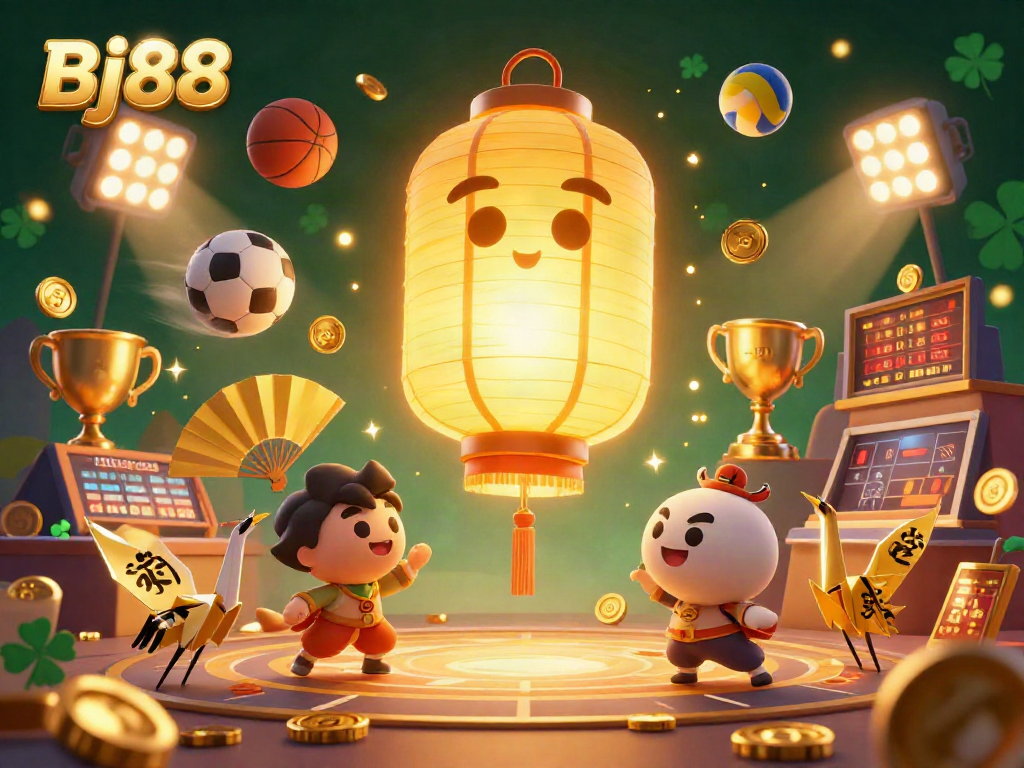Bj88 brings excitement with dynamic sports betting elements and golden casino spirits lighting up the scene.