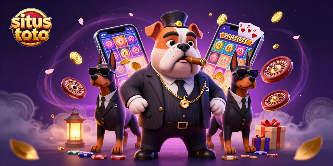 Experience the thrill of situs toto with an engaging scene of a mafia boss dog and his bodyguards!