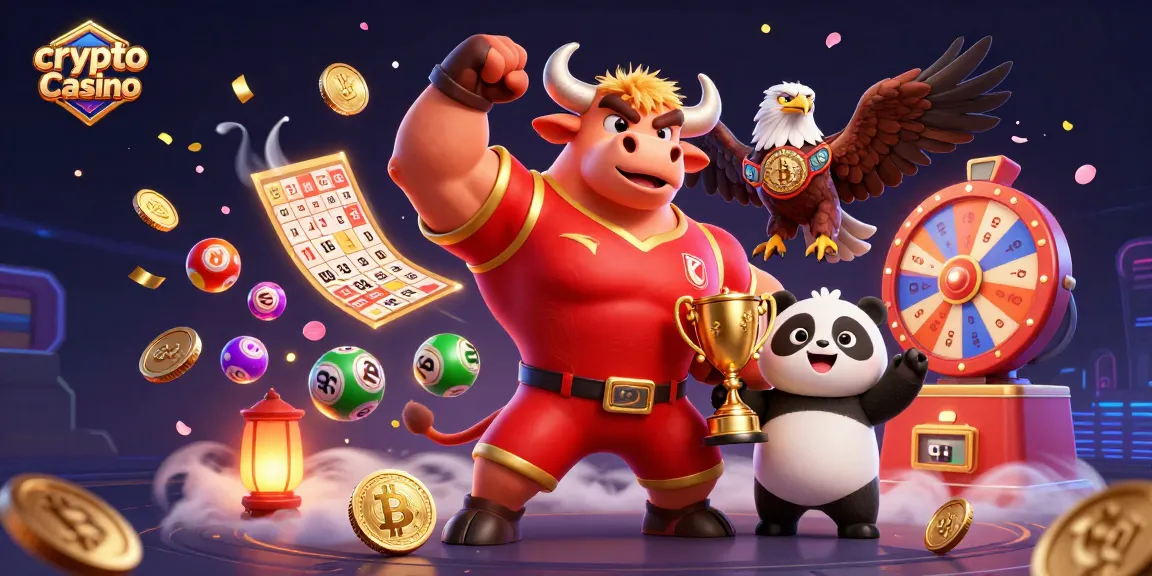 Engage with crypto casino excitement featuring dynamic symbols, characters, and action.