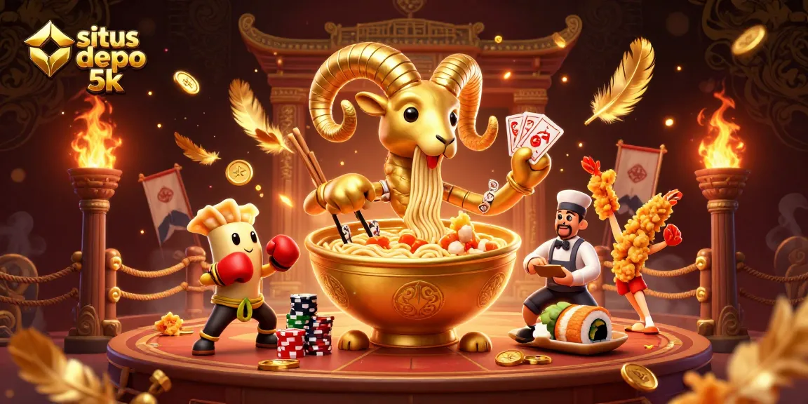 Experience the thrill of situs depo 5k with dynamic characters dealing cards and stacking chips in a vibrant casino scene.