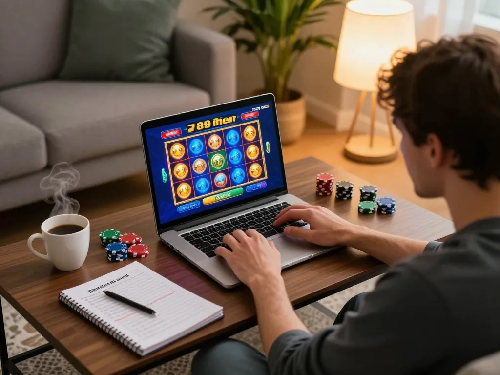 A person enjoying an online gaming session on 789bet com from home, showcasing strategies and engagement.