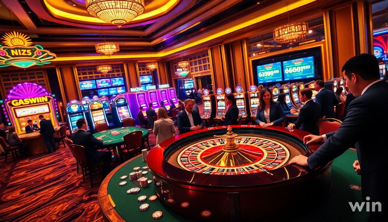 Players enjoying excitement at the roulette table at 678win casino, showcasing vibrant action and luxury.