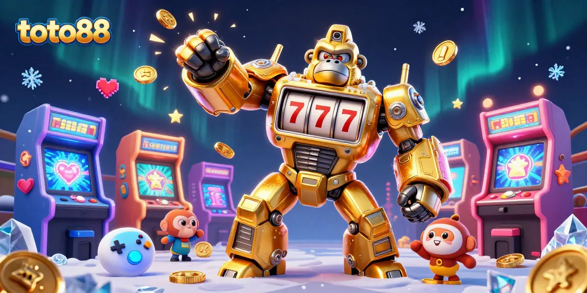 Engage with thrilling chances at toto88 while a golden gorilla mech bursts with coins.