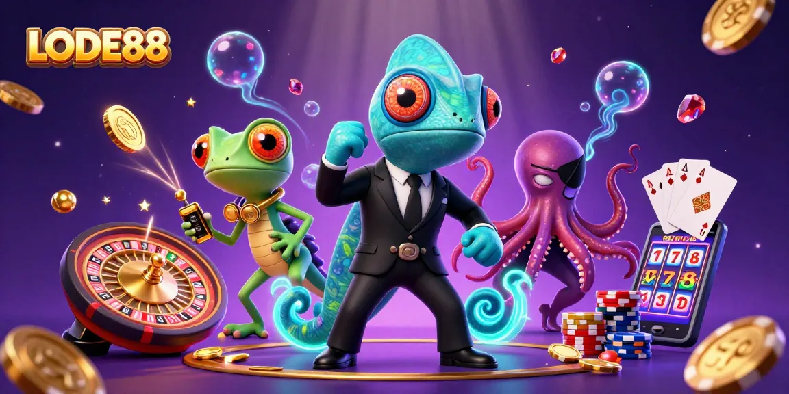 Experience dynamic winnings at LODE88 with colorful characters and exciting casino elements.