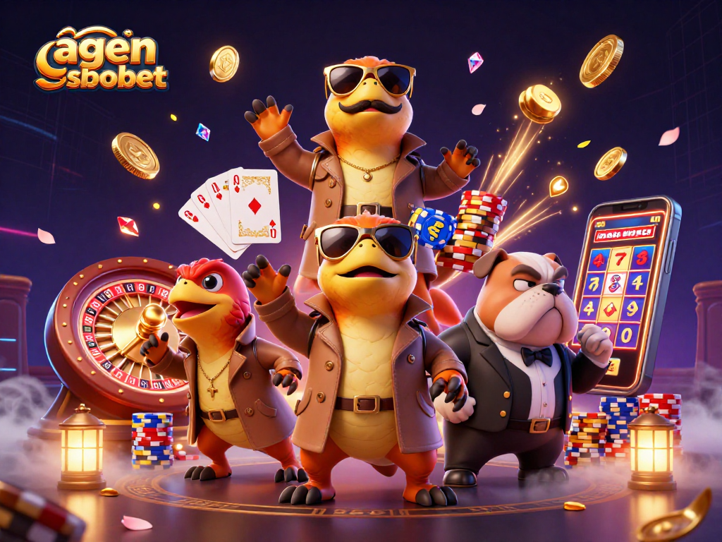 Engage in thrilling sports betting action with agen sbobet, featuring vibrant casino elements.