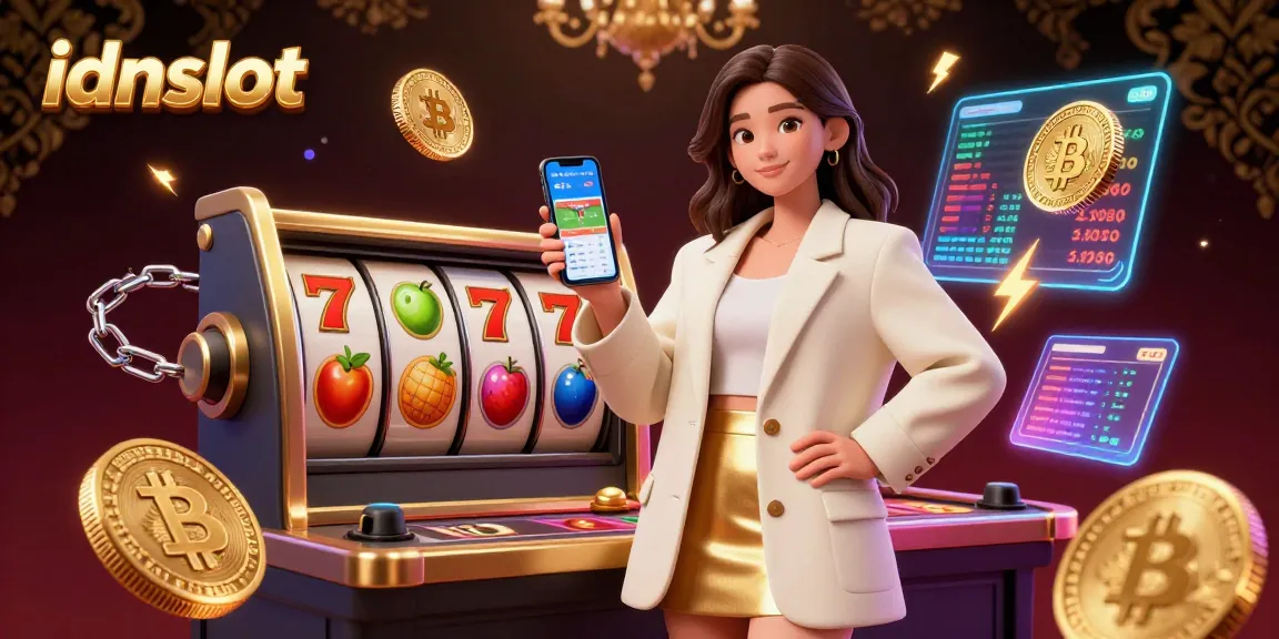 Engage with idnslot's vibrant slot experiences featuring an Asian woman with a sports betting app.