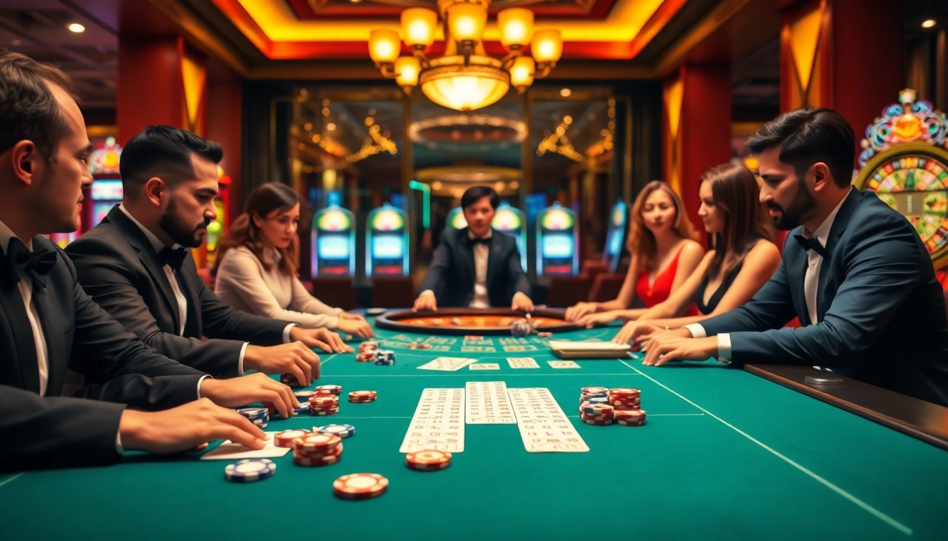 Players betting on togel china at an elegant casino table with colorful poker chips.