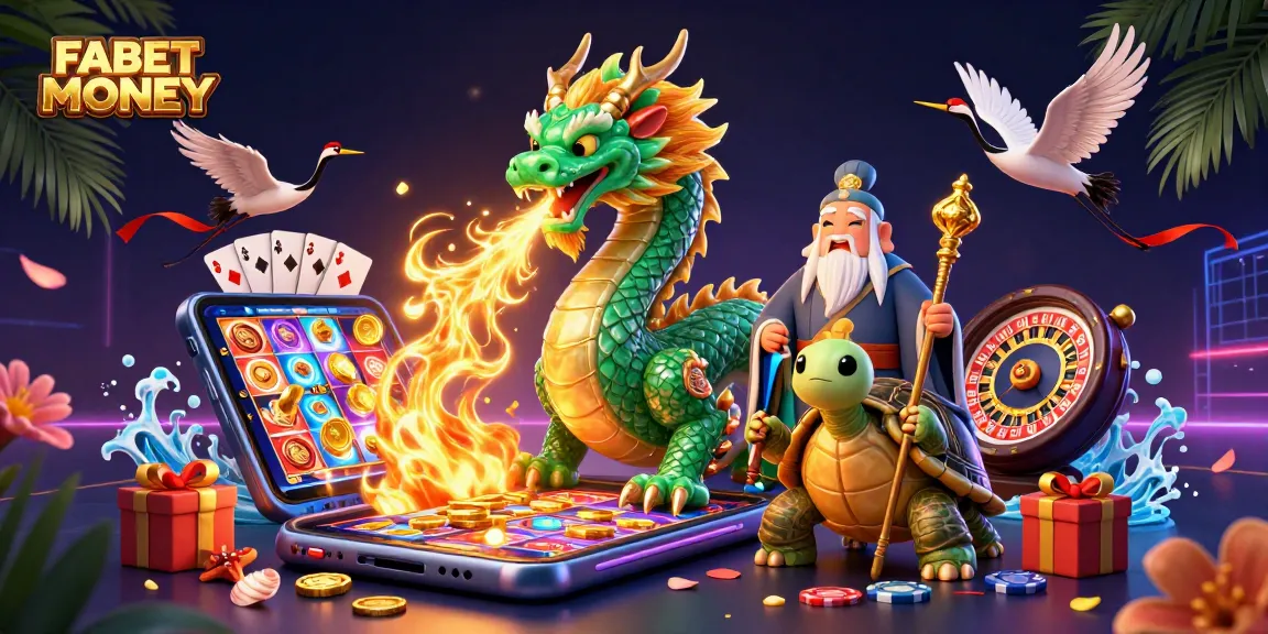 Experience the thrill of FABETMONEY as luck takes flight with a vibrant dragon and wise sage.