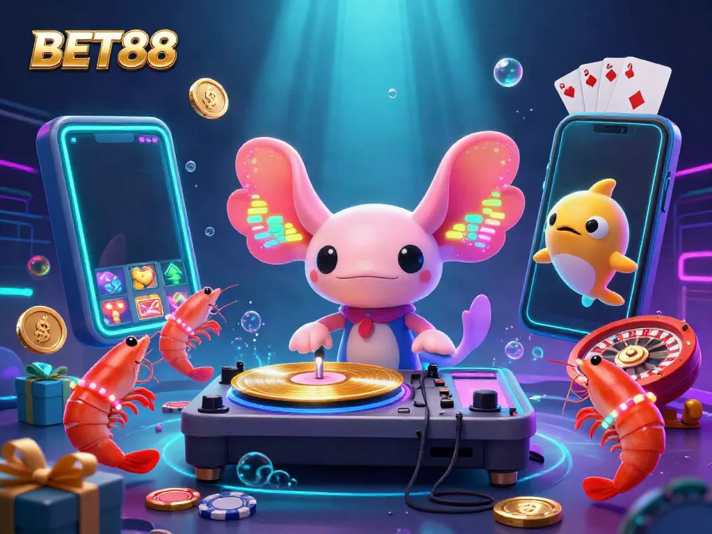 Engaging scene of BET88 with colorful characters and vibrant elements showcasing casino entertainment.