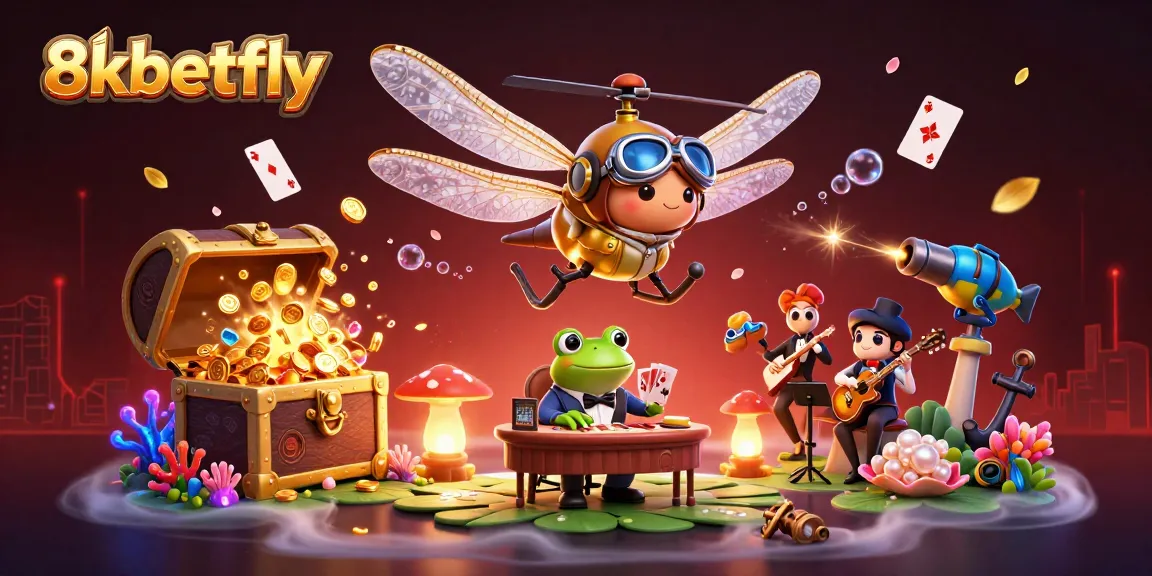 Experience thrilling gameplay at 8xbetfly with a dynamic dragonfly pilot and frog croupier in action.