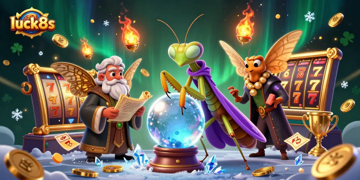 Spin the luck8s jackpot with a vibrant, detailed casino-themed illustration featuring mystical elements and slot games.