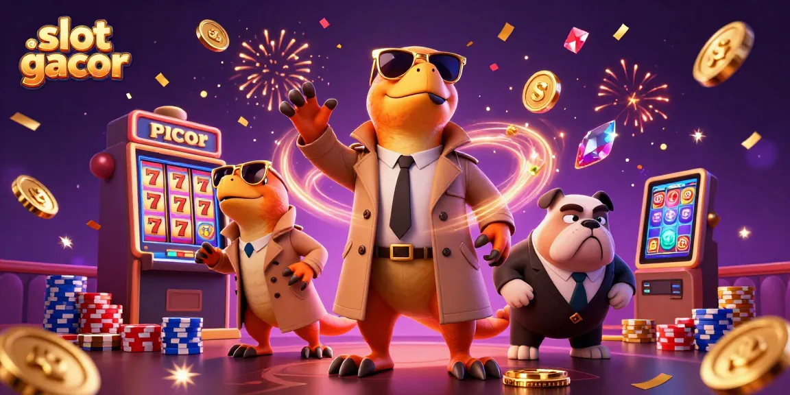 Experience the thrill of slot gacor in a VIP casino with cartoon raptors hidden in a trench coat.
