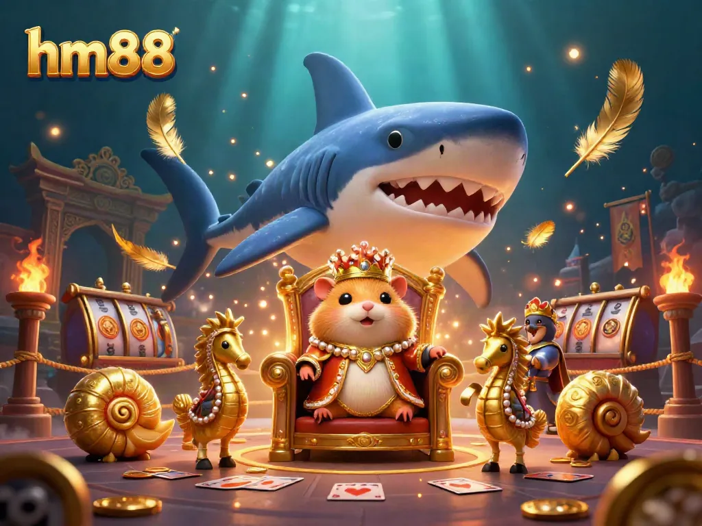 Experience thrilling gaming at hm88 with a fierce hamster king and dynamic casino elements.