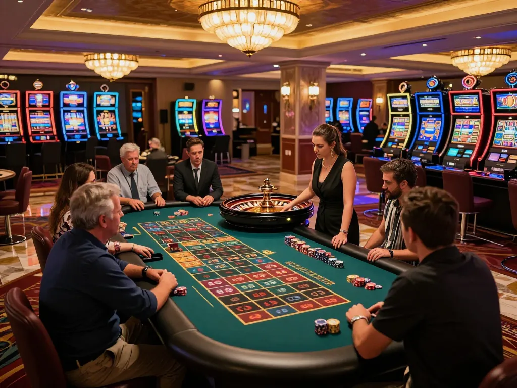 Experience ดูหนังใหม่ while enjoying exciting roulette action at a luxury casino.
