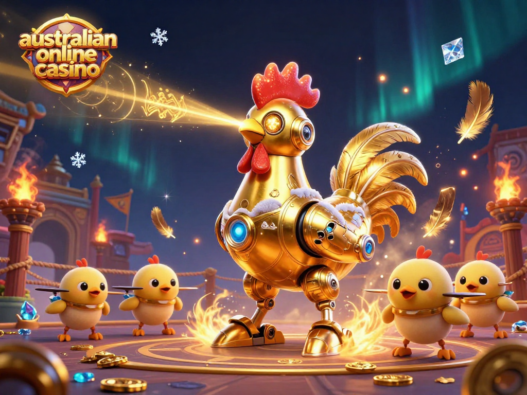 Engage in an exciting australian online casino experience with vibrant golden designs and dynamic gaming elements.