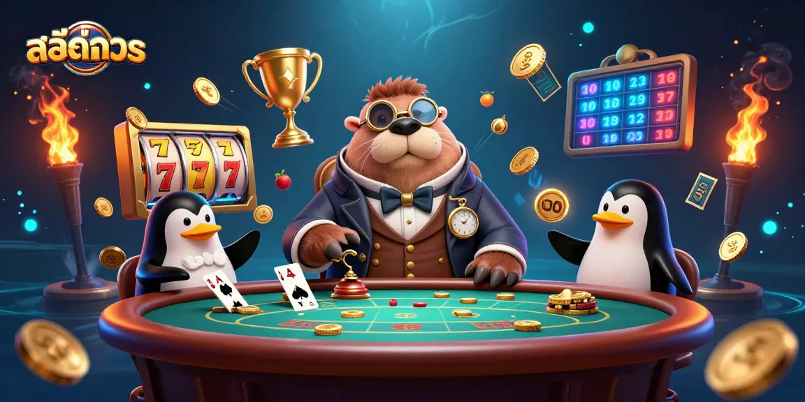 Experience สล็อตทดลอง with dynamic action in an underwater casino scene featuring a walrus and characters.