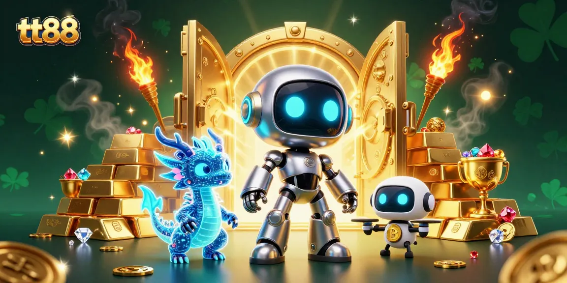 Win big at tt88 with a vibrant, dynamic casino experience featuring robots and treasures.
