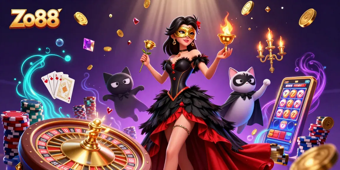 Experience thrilling gameplay at Zo88 with a captivating digital casino environment featuring a stunning character and dynamic casino elements.
