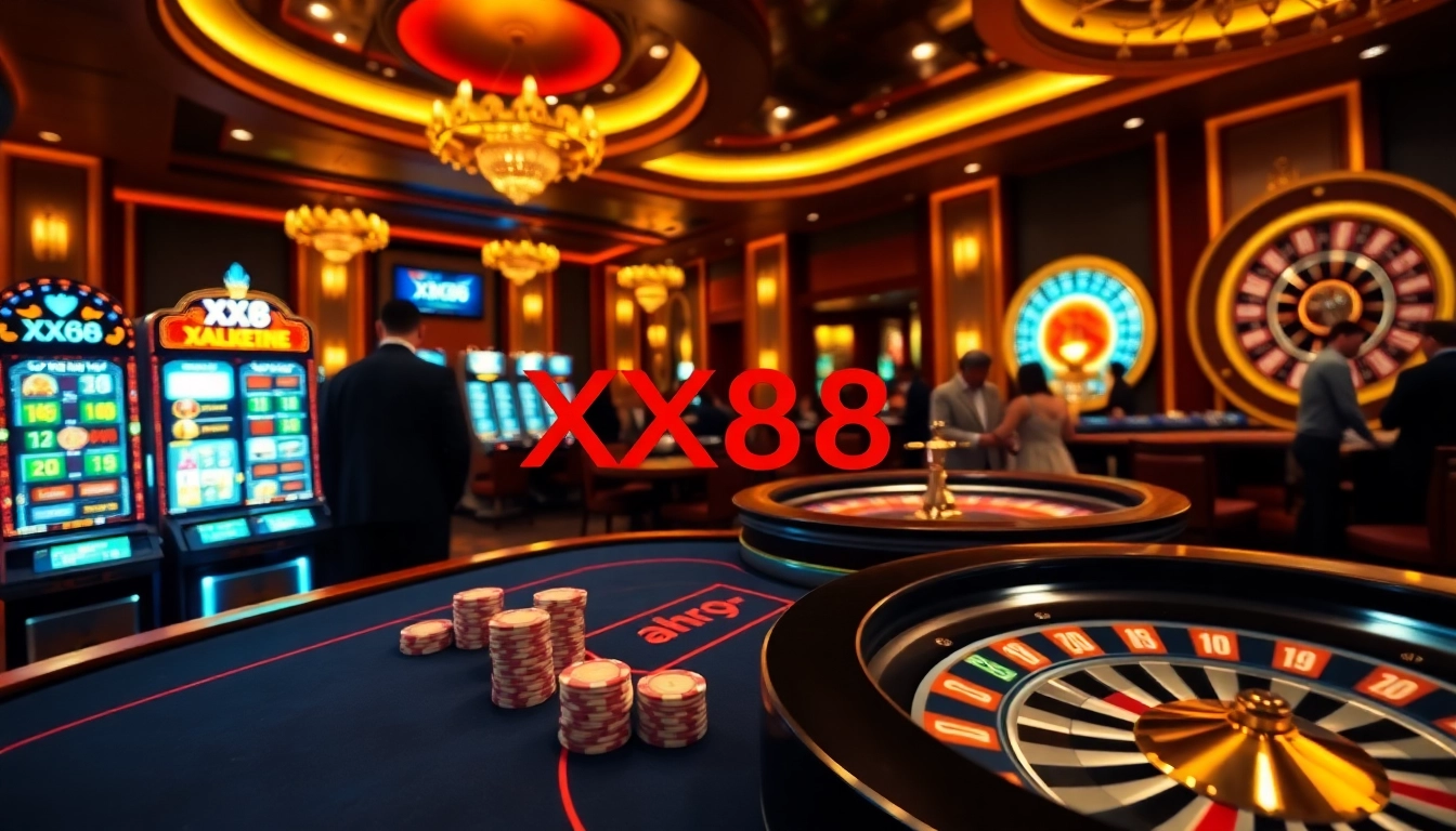 XX88 players enjoying high-stakes gambling at an elegant casino table