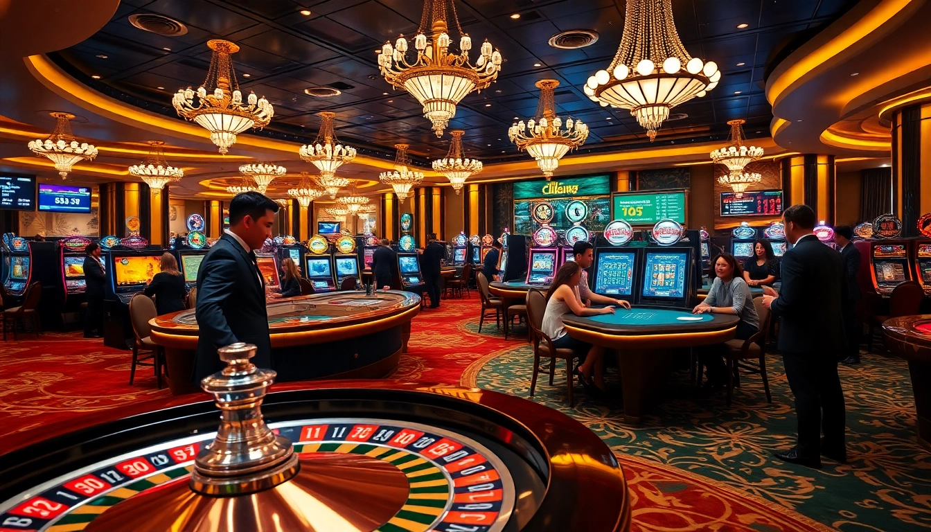 Players enjoy a thrilling game at king88 casino with vibrant slots and roulette excitement.
