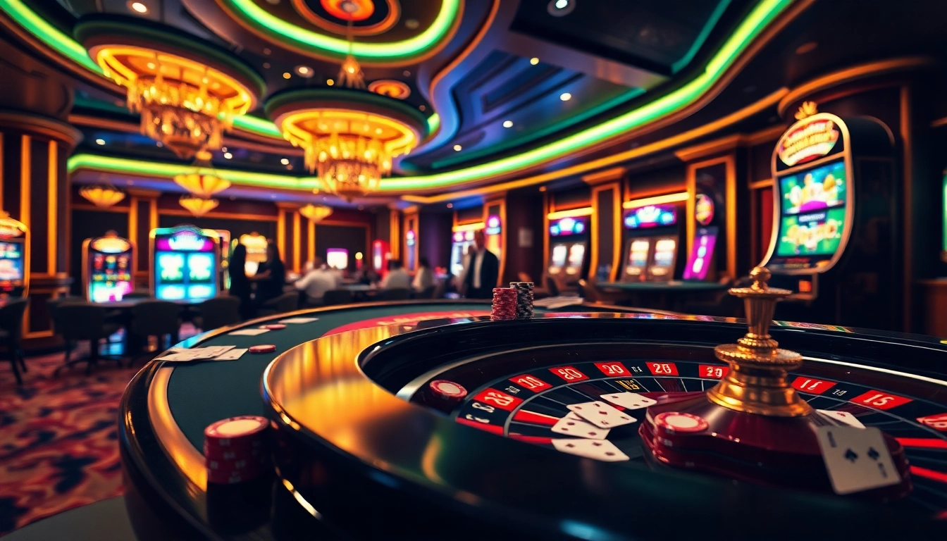 Exciting gambling atmosphere at Trang Chủ RR88 with roulette and poker elements.