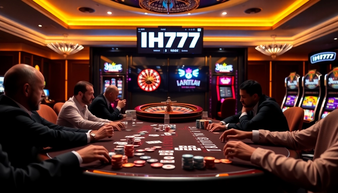 Experience the thrill of winnings at IH777 poker table with vibrant chips and spotlighted action.
