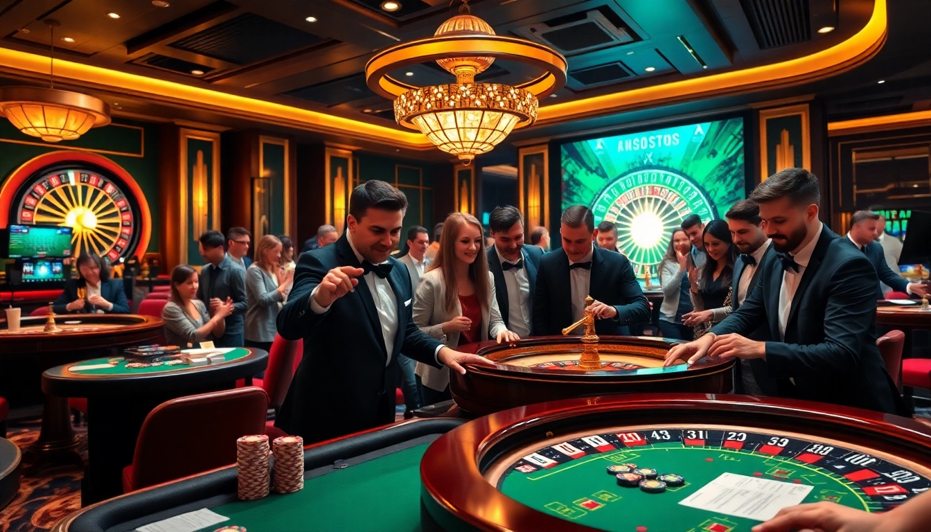 Casual gamblers enjoying the thrilling atmosphere at Nhà cái OK9 casino, betting on sports events.