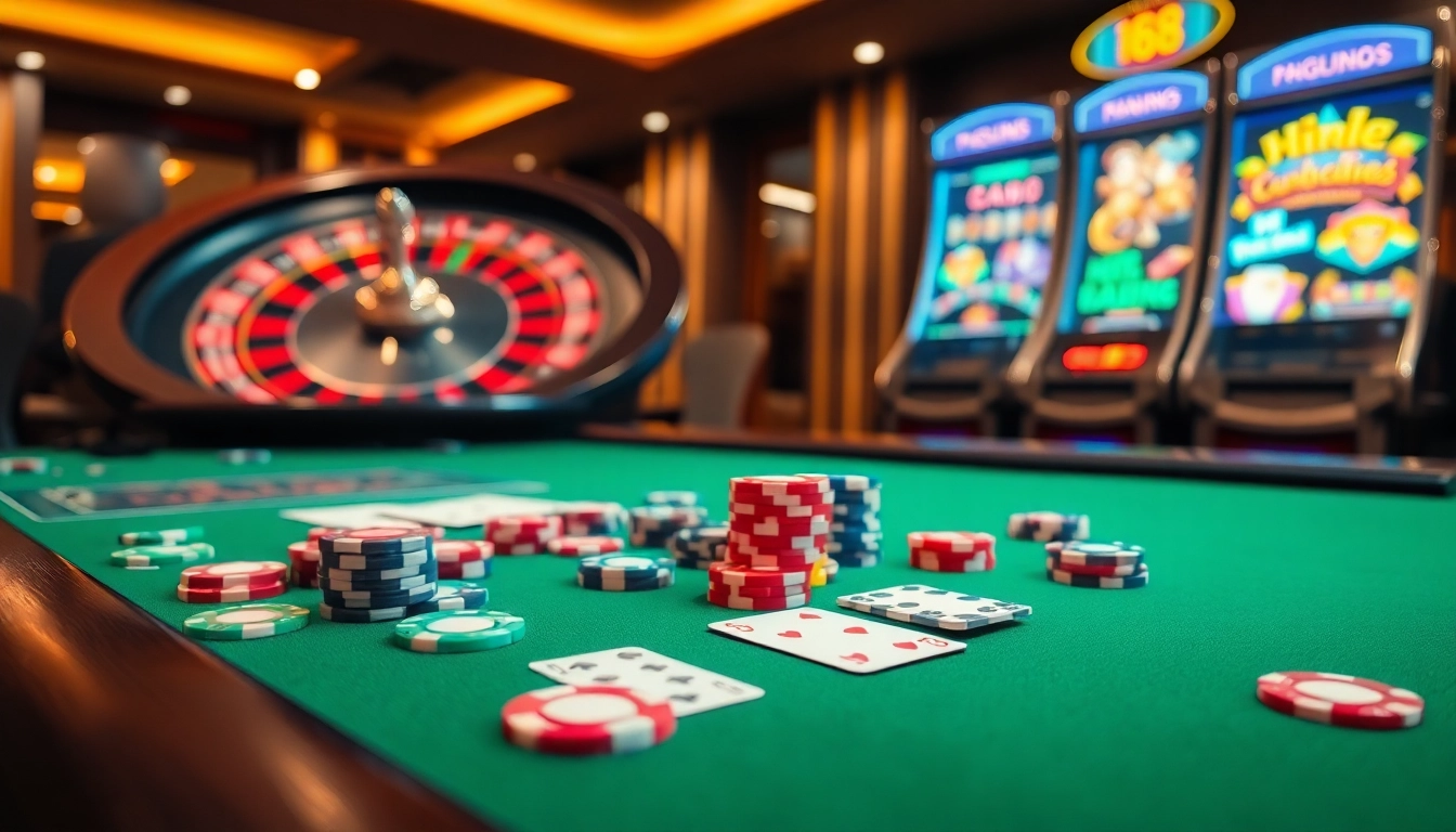 Betting on Hi88 tables with vibrant poker chips and roulette excitement.