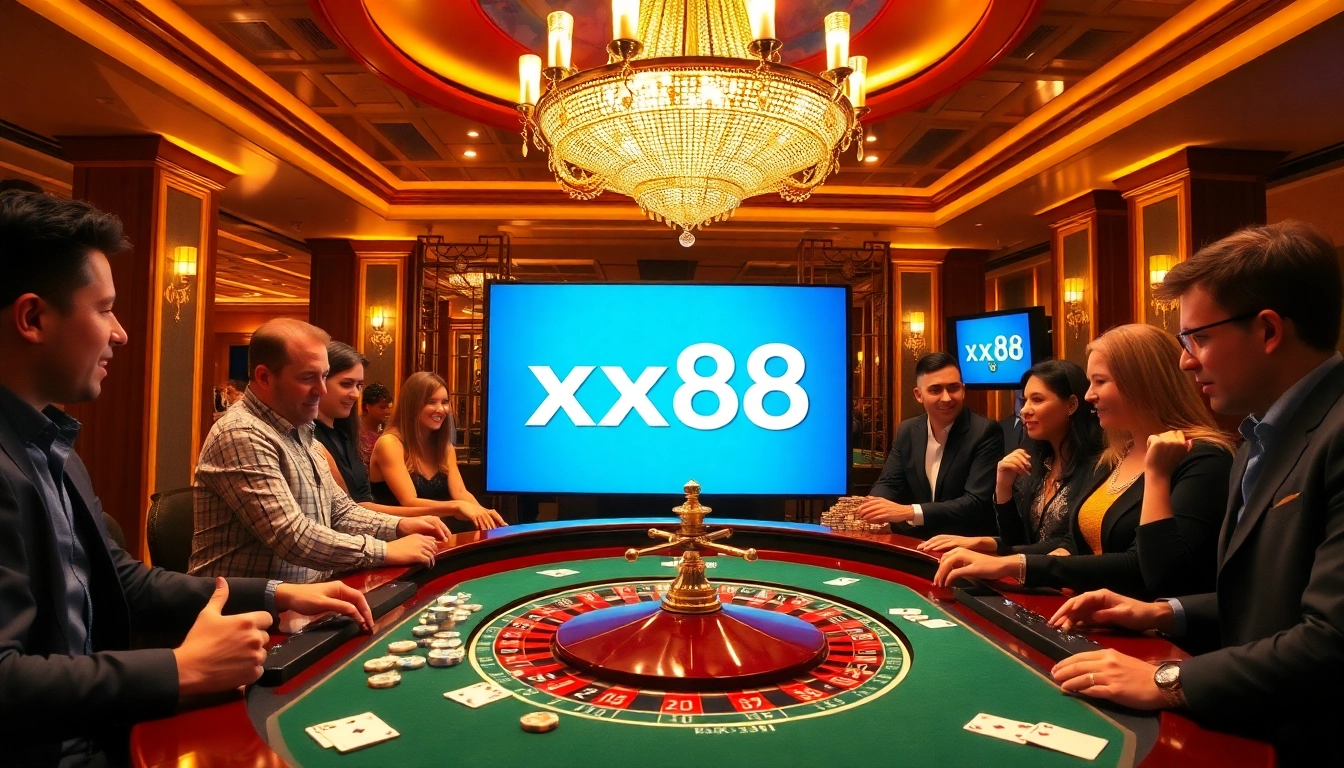 Players enjoying thrilling games in a high-stake casino atmosphere at xx88.