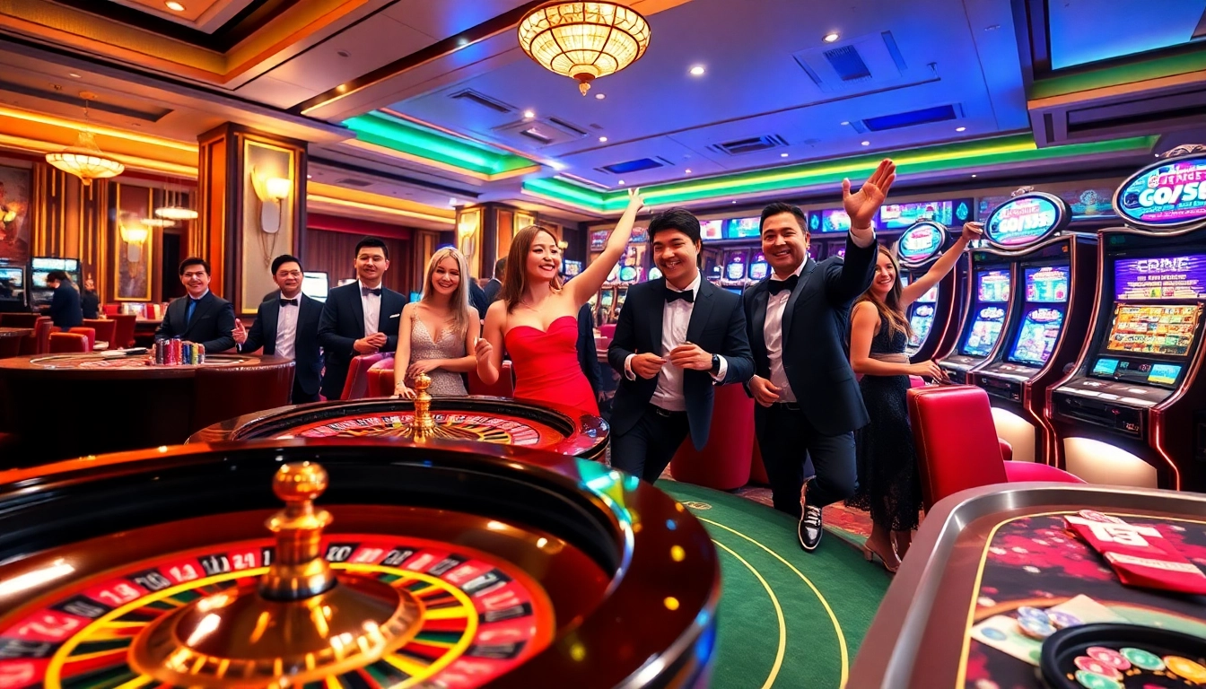 Experience the thrill of GG88 with vibrant casino elements like roulette and poker tables.