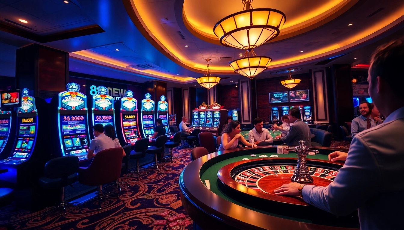 Engaged players enjoying their experience at 888 new casino with vibrant gaming tables and slots.