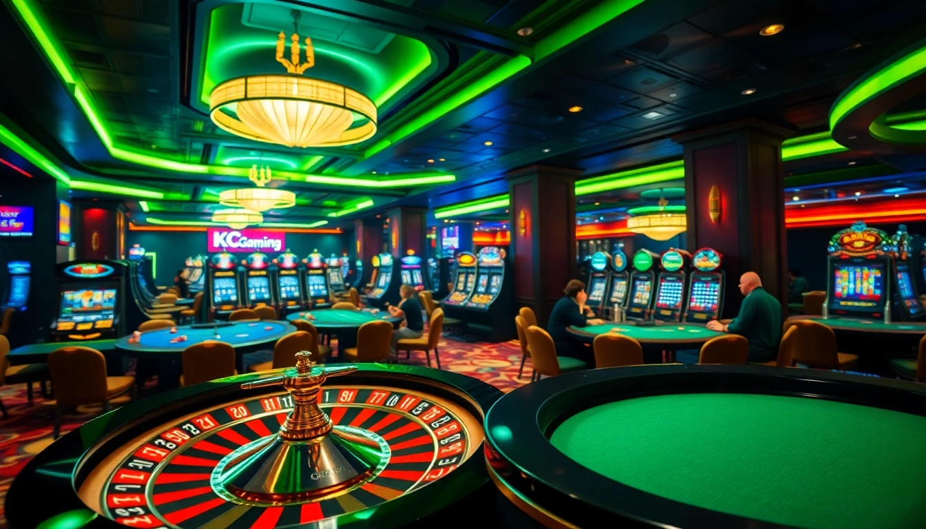 KJC Gaming brings excitement to the casino with lively players and luxurious tables.