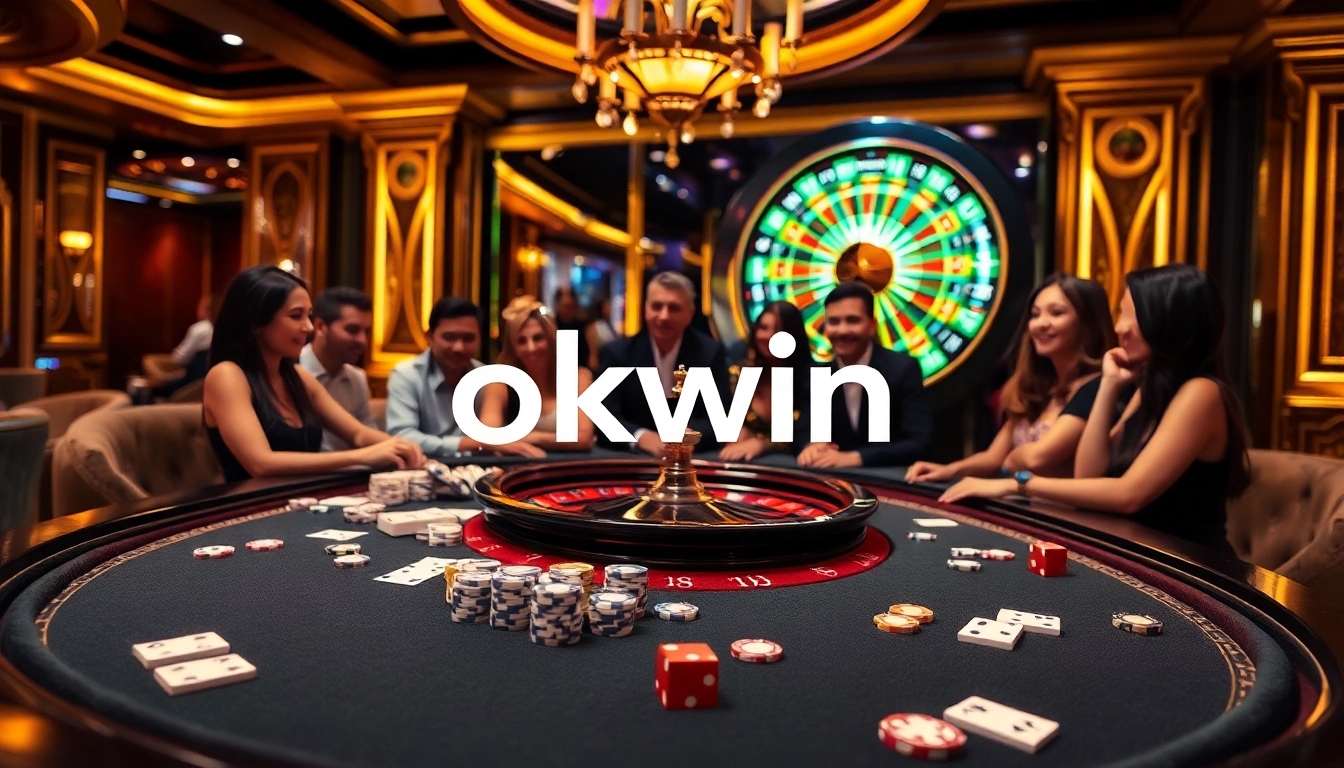 Engaging players in a luxurious casino atmosphere at okwin, showcasing poker and roulette excitement.