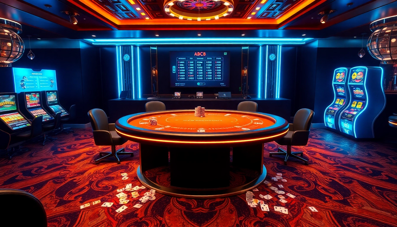 ABC8 members enjoying a luxurious betting experience at the online casino with poker games and vibrant atmosphere.