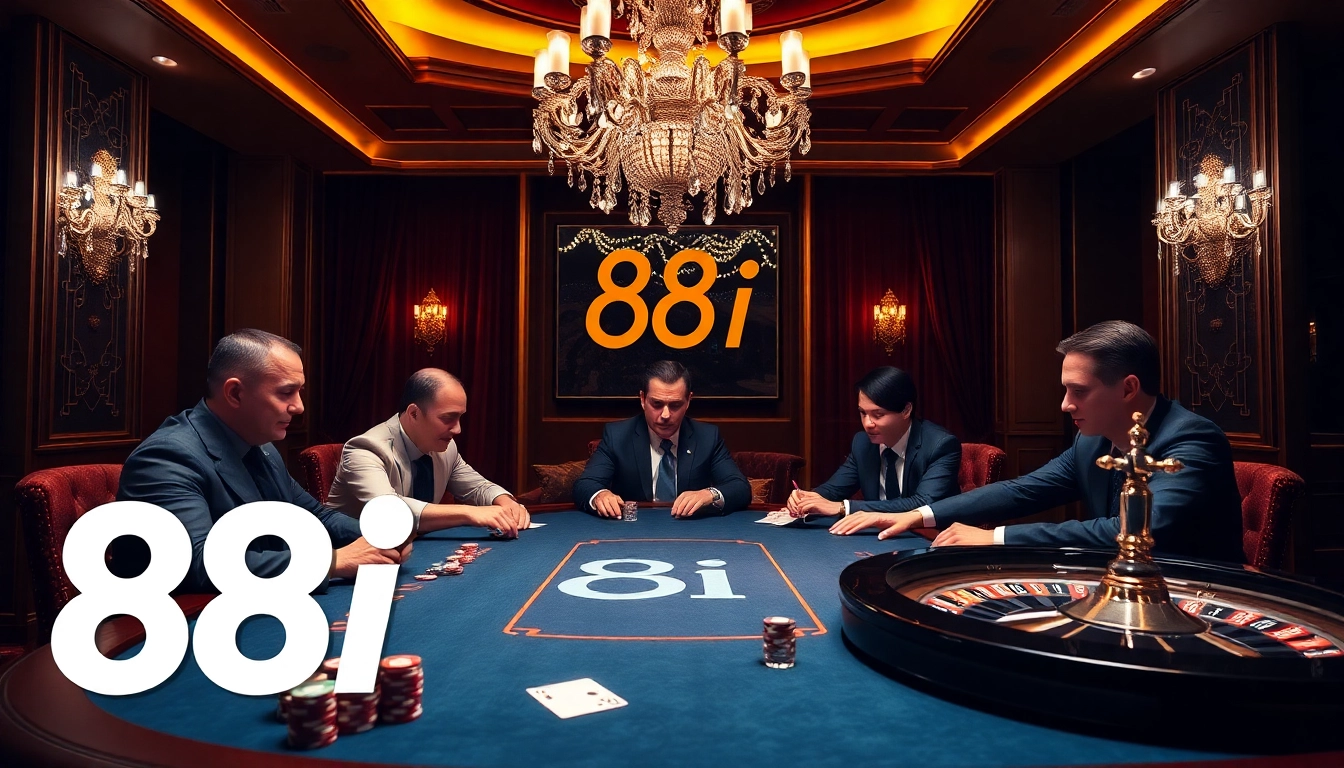 Experience the excitement with 88i at a luxurious casino table with poker chips and cards.