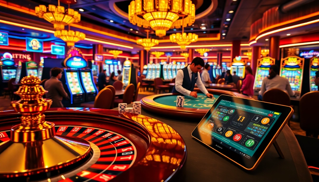 Engaging gambling scene with luxurious elements showcasing the excitement of 789win casino games.